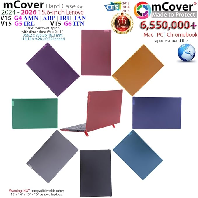 mCover Case ONLY Compatible for 2024-2026 15.6" Lenovo V15 G4 / G5 / G6 Series Windows Notebook PC(with 180° Hinge, NOT Fitting Any Other Lenovo Models)- Purple