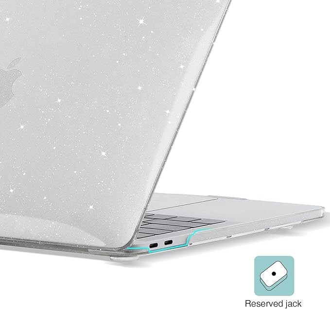 EooCoo Hard Case Compatible with MacBook Air 13.3 inch M1 Chip 2021-2018 with Retina Display, Air 13.3 inch Plastic Protective Case + Transparant Keyboard Cover + Screen Protector, Sparkly Clear