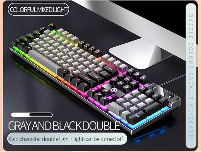 Gaming Keyboard Wired E-Sports Key Board RGB Backlit Computer Keyboard Square Key for Desktop Laptop PC Mac Game Typing