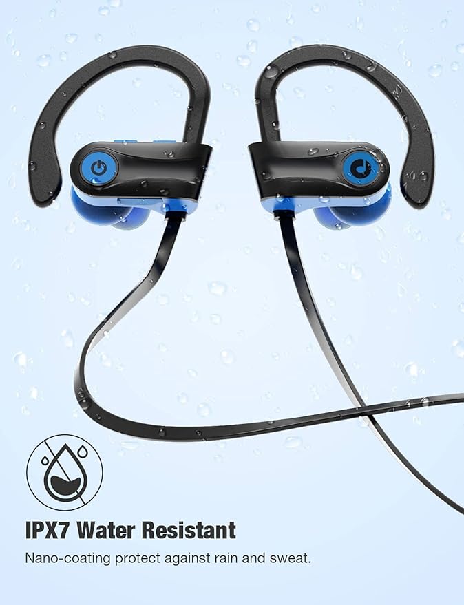 Bluetooth Headphones, Otium Wireless Sports Earbuds, Waterproof IPX7 w/Mic, HD Stereo in-Ear Earphones, Case, Fast Pairing, Gym Running Workout, 10 Hrs Battery Noise Cancelling Headsets