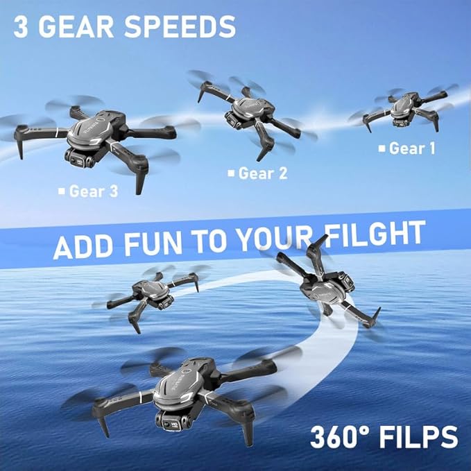 FLYVISTA Cool Mini Drone with Camera for Kids Adults Beginners, 1080P FPV Camera Remote Control Drone for Kids with 2 Batteries, One-Click Take Off/Landing, Altitude Hold, Headless Mode, 360° Flips, 3-Gear Speeds , Emergency Stop, Toys Gifts for Adults...