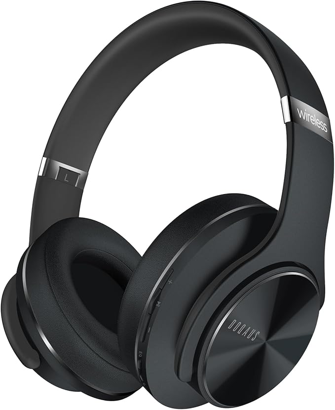 DOQAUS Bluetooth Headphones Over Ear, 90H Playtime Wireless Headphones with App Control, 9 EQ, Deep Bass, HiFi Stereo Sound, Headset for Travel Commute Gym and Study, Foldable Memory Foam