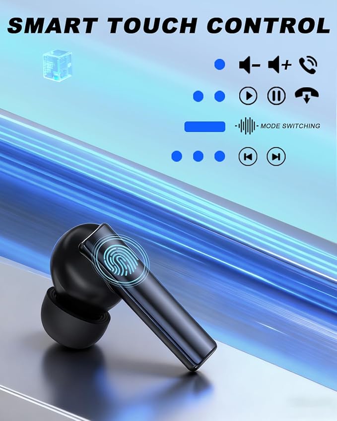 Wireless Earbuds,6.0 Bluetooth Headphones with 4 Mics Noise Cancelling,35H Playtime for Sports Work,AI Clear Calls,Zinc Alloy Fast Charging Case,Comfort Fit,Waterproof Ear Buds for iPhone Android iPad