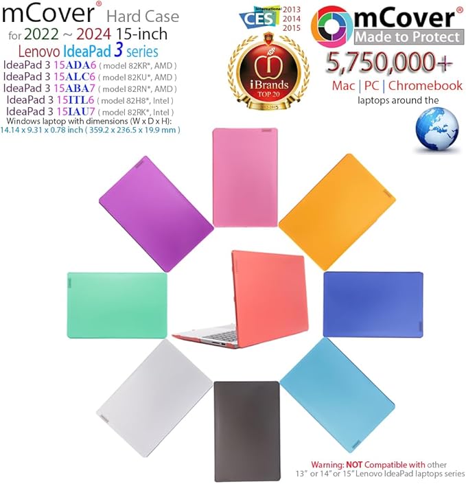 mCover Case Compatible ONLY for 2022-2024 15" Lenovo IdeaPad 3 (15ADA6 / 15ALC6 / 15ABA7 / 15ITL6 / 15IAU7) Series Windows Laptop Computers (NOT Fitting Any Other Models) - Blue