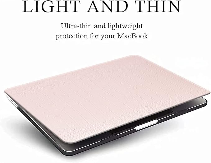 Funut for Crocodile MacBook Air 15 Inch Case M5 M4 M3 M2 2026 2025-2023 A3448 A3241 A3114 A2941, Elegant Luxury Crocodile Leather Plastic Hard Shell Case & Keyboard Cover, Pink