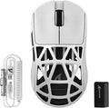 ATTACK SHARK R2PRO 45g Superlight Magnesium Alloy Mouse, PixArt PAW3950 Sensor, 42000DPI, 8000Hz Wireless Polling Rate, 2.4G/BT/Wired Gaming Mouse, Programmable Mice with Coiled Cable, PC/Mac, White