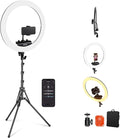 NEEWER Professional 18 Inch Ring Light with Tripod Stand Phone Holder Compatible with iPhone, 45W Remote Shutter App Control, Video Recording Makeup Selfie Studio Streaming Filming, RP18B Pro Black
