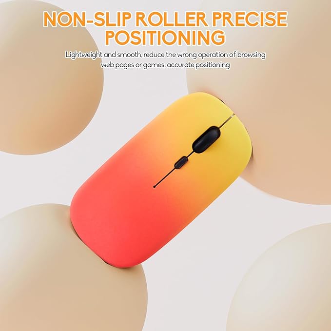 Wireless Bluetooth Mouse,LED Dual Mode Rechargeable Silent Slim Laptop Mouse,Portable(BT5.2+USB Receiver) Dual Mode Computer Mice,for Laptop,Desktop Computer,ipad Tablet,Phone,Mac(Rosy glow red)