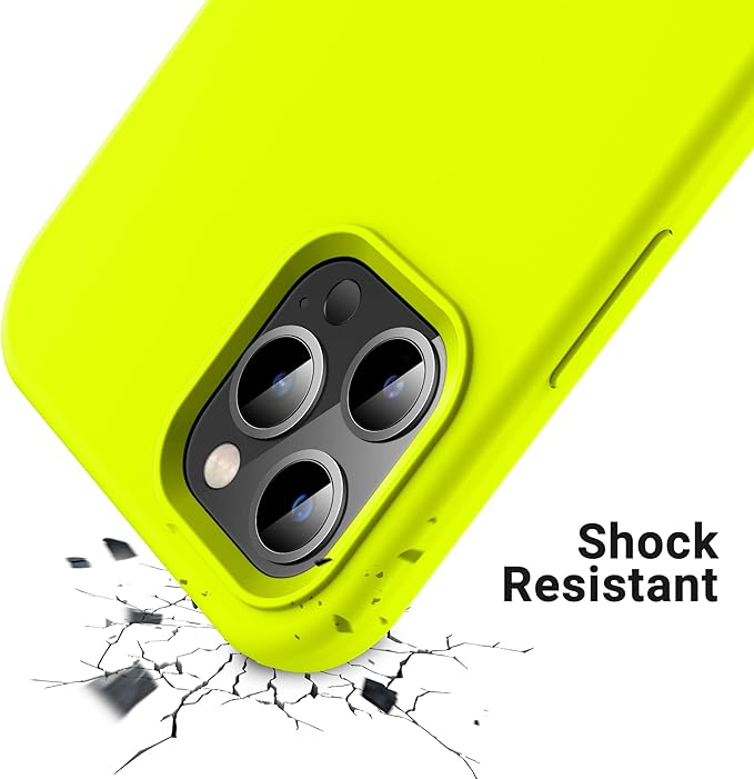 OTOFLY for iPhone 12 Pro Max Case, Military-Grade Protection, Shockproof Silicone, Anti-Fingerprint & Anti-Slip, Phone Case for iPhone 12 Pro Max, Fluorescent Yellow