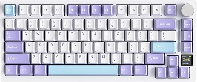 ATTACK SHARK X820 Ultra 75% Wireless Gaming Mechanical Keyboard Hot-Swappable Gasket Mount RGB Backlit BT/2.4G/Wired Custom Keyboard with Smart TFT Display&Knob QMK Driver-Starlight White&Gift Switch