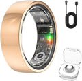 Smart Ring with Real-time Pressure & Heart Rate Monitoring, Fitness Tracker with Sleep Analysis, IP68 Waterproof, Rechargeable Health Ring for Men Women, No App Subscription (Rose Gold, #9)