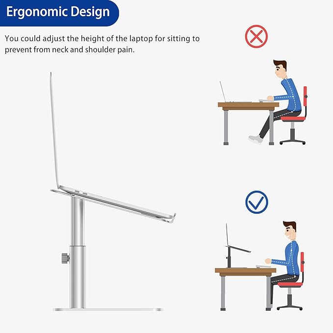 BESIGN LSX6N Laptop Stand, Ergonomic Adjustable Notebook Riser, Computer Holder, Laptop Mount Compatible with 10-15.6" Laptops, Silver