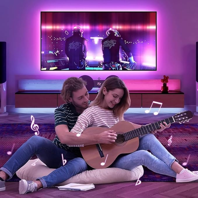 PSTAR TV LED Backlight,9.84ft Music Sync RGB Backlight with Remote & App Control, USB Powered for 32-45 Inch TVs, Computer, Bedroom, Gaming Setup, Home Cinema