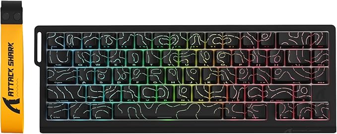 ATTACK SHARK X68 PRO HE Wireless Rapid Trigger Gaming Keyboard with Adjustable Actuation,8K Polling Rate,Hall Effect Magnetic Switch,Hot-Swap,RGB Backlit,BT/2.4GHz/Wired,for FPS Games-Black