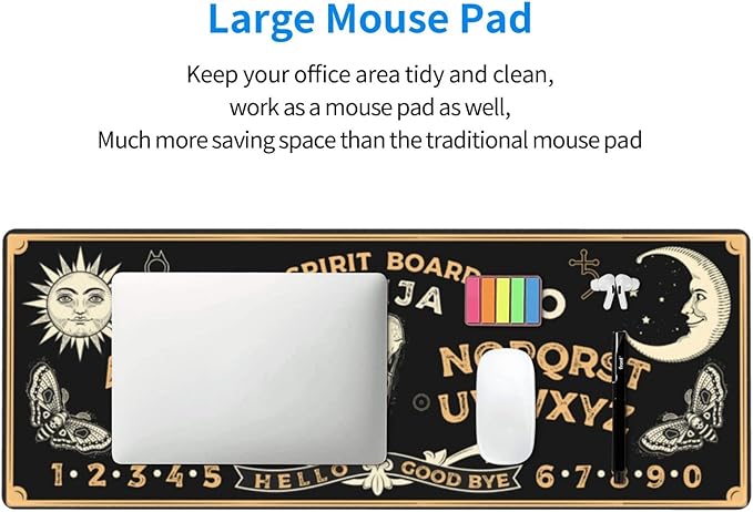 Sun and Moon Mystic Goth Witchy Mouse Pad Extended Large Gaming Mouse Pad XL Oversized Desk Pad Stitched Edges, 31.5 X 11.8 Inch
