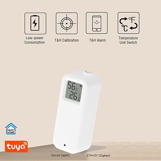 WLAN Thermometer Hygrometer Sensor, Wireless Smart Temperature and Humidity Digital Display Monitor, with Remote App Notification Alert for Home, Greenhouse(1pack)