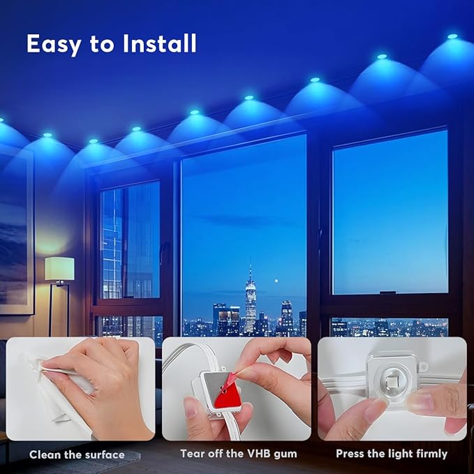 USB Indoor Eaves Lights 16.4ft, Smart RGB App Control led Strip Lights with 17 LEDs, LED Rope Lights, Color Changing Lighting for Home Decor, Party, Daily, Halloween,Christmas