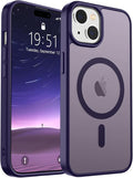 SUPFINE Magnetic for iPhone 15 Case (Compatible with MagSafe) (Military Grade Drop Protection) Slim Translucent Matte Shockproof with Anti-Fingerprint Phone Case, Dark Purple