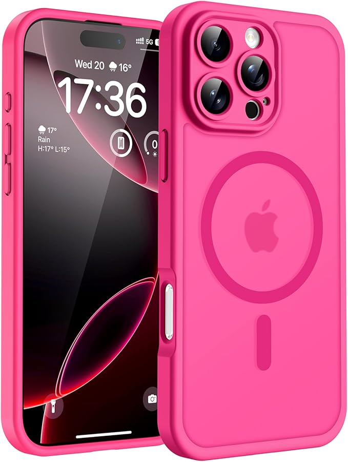 TOCOL for Phone 16 Pro Case, Compatible with Magsafe Charger, Full Camera Protection, Drop Protection, Translucent Matte Phone Case for iPhone 16 Pro 6.3 inch (Hot Pink)
