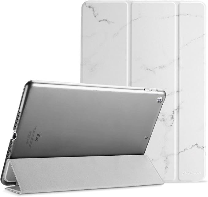 ProCase Smart Case for iPad 9.7 Inch iPad 6th/5th Generation 2018 2017(Model: A1893 A1954 A1822 A1823), Ultra Slim Lightweight Stand Cover with Translucent Frosted Back-Whitemarble
