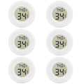 6-Pack Mini Round Hygrometer Thermometer Digital LCD Monitor Indoor Outdoor Humidity Meter Gauge Temperature for Humidifiers Greenhouse Reptile Fahrenheit Celsius White