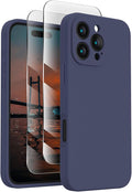 FireNova Designed for iPhone 16 Pro Case, Silicone Upgraded [Camera Protection] Phone Case, Soft Anti-Scratch Microfiber Lining Inside, 2024, Navy Blue