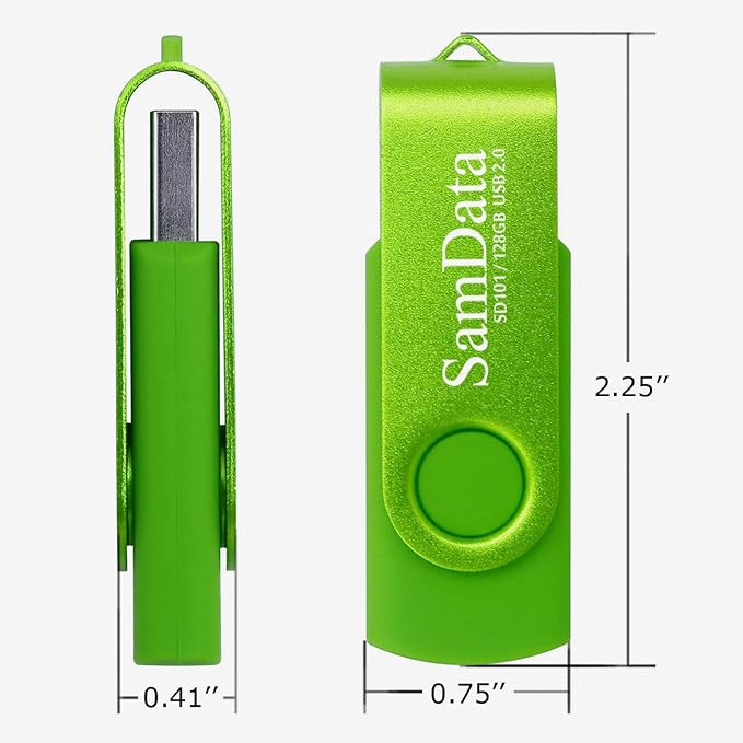 SamData 128GB USB Flash Drives 1 Pack 128GB Thumb Drives Memory Stick Jump Drive with LED Light for Storage and Backup (1 Pack Green)