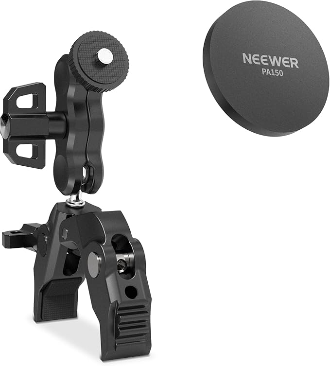 NEEWER Magnetic Mobile Phone Holder with Super Clamp, Adjustable Metal Holder with 1/4 Inch Screw and Ball Heads, Magic Arm Compatible with MagSafe iPhone for Pole, Tripod, Microphone Stand, Table