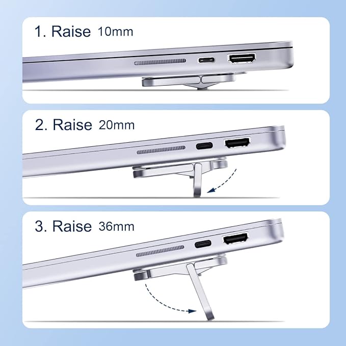 Hagibis Adjustable Laptop Stand for Desk - Portable Laptop Riser, Ergonomic Aluminum Cooling Pad for MacBook Pro Air, Tablet (Silver)