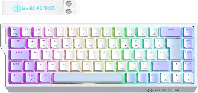 MAGIC-REFINER X68 HE Wired 60% Hall Effect Rapid Trigger Mechanical RGB Gaming Keyboard with 8K Polling,0.04mm RT Accuracy,Magnetic Switch,Adjustable Actuation,Snap Tap for PC Mac Esport Gamer (White)