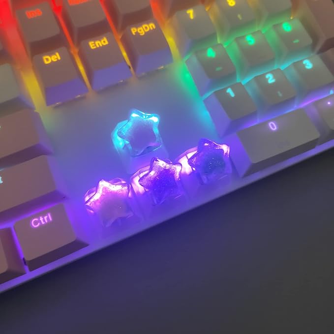 4 Keys Colorful Stars keycaps for Cherry Mx Switch Mechanical Keyboard Gaming Decoration Custom Backlit Key Caps Gift OEM