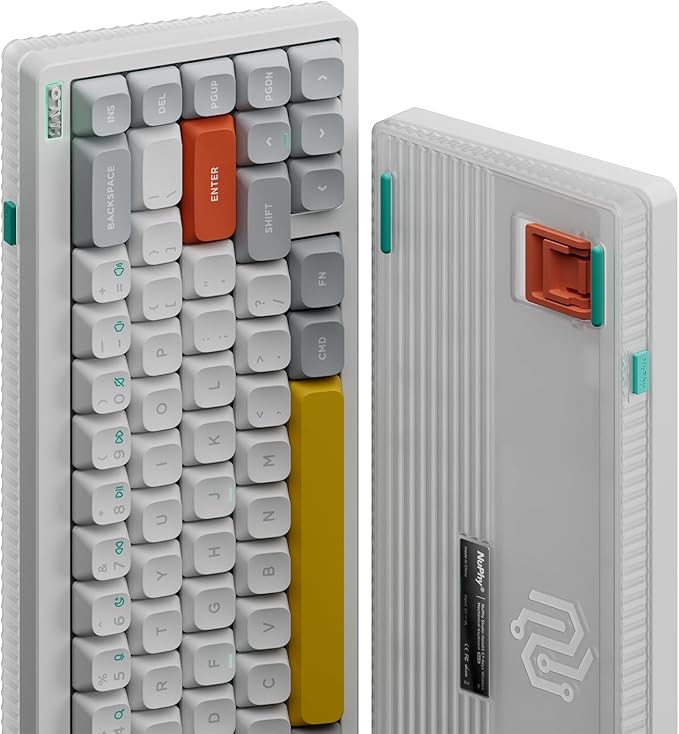 nuphy Halo65 V2 Wireless Mechanical Keyboard with PBT Keycaps, 65% Hot Swappable Custom Gaming Keyboard Compatible with QMK/VIA, RGB Backlit,Gasket Structure,BT5.0/USB-C/2.4GHz,White-Mint Switches