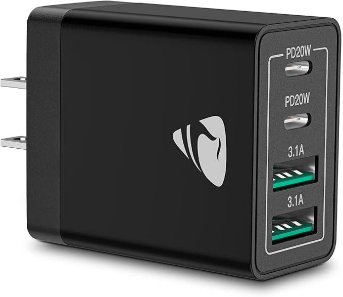 USB C Charger Block, 40W USB C Wall Charger PD+QC 3.0 Double Port Power Adapter, 4-Port Multiport Fast Charging Block Plug for iPhone 15 Plus 14 13 12 11 Pro Max XS XR X 8 7 6 SE, iPad, Samsung, Moto
