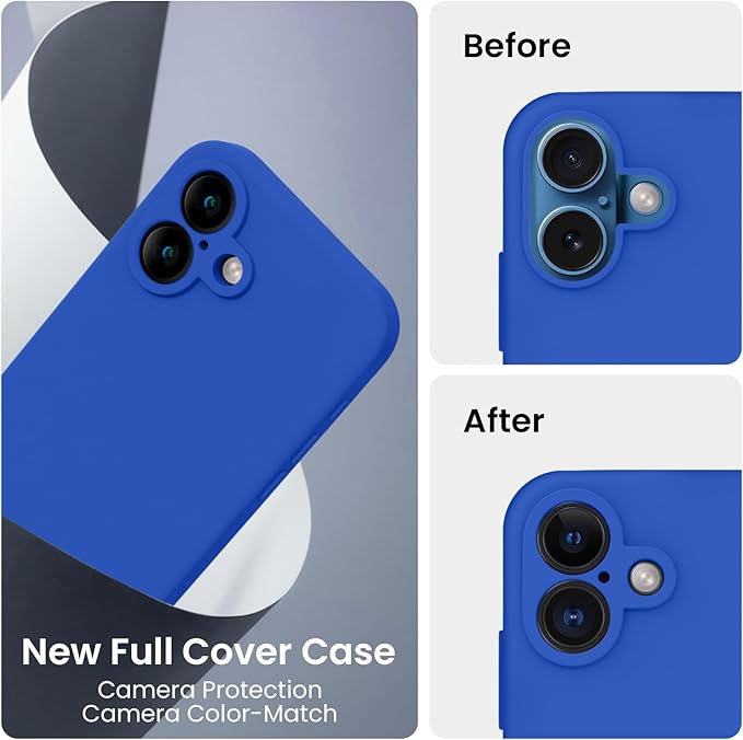 FireNova Designed for iPhone 16 Case, Silicone Upgraded [Camera Protection] Phone Case, Soft Anti-Scratch Microfiber Lining Inside, 6.1 inch, Klein Blue