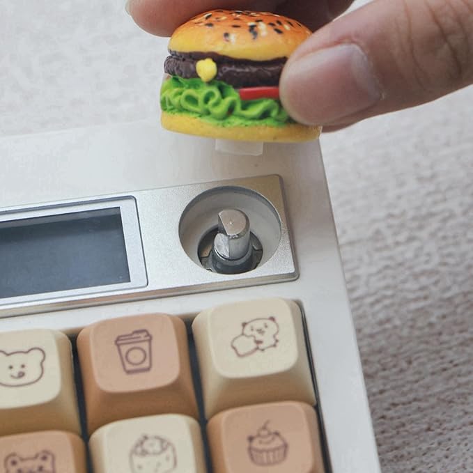 Rotary Knob for Gaming Mechanical Keyboard,Cute 3D Hamburger Custom Knob,Handmade Resin Rotary Knob Suitable for GMK67/GMK87/GMK104/L98/F99 Pro/F75 (Pro),etc (Humburger)