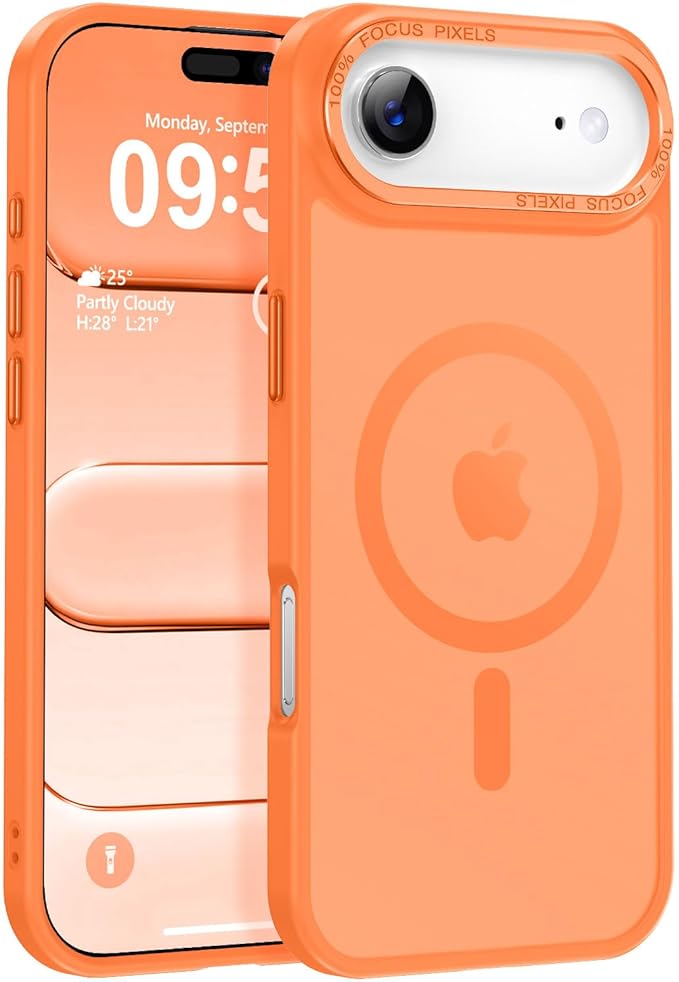 Newfuture Magnetic for iPhone Air Case [Compatible with Magsafe] [Military Grade Drop Protection] Translucent Matte Anti-Scratch Shockproof Protective Phone Cover 6.5 Inch, Orange