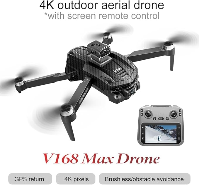 GPS Drone with 4K Camera, 4.5" LCD Display Screen Controller- 3,280ft RC Range, Auto return, Follow Me, Go Home, Gesture Control, One Key Takeoff/Landing, Altitude Hold,led Light, Professional Quadcopter for Aerial Photography Control and Video Recordi...