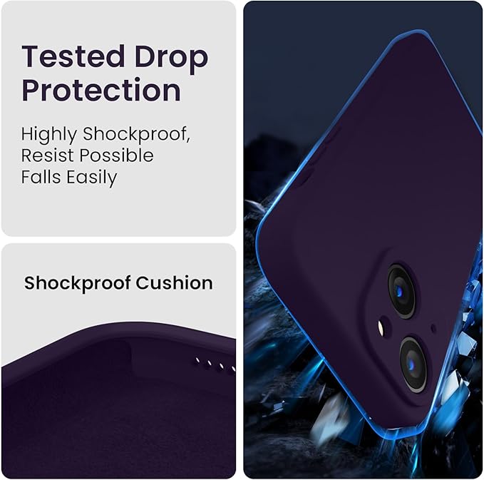 FireNova Designed for iPhone 15 Case, Silicone Upgraded [Camera Protection] Phone Case, Soft Anti-Scratch Microfiber Lining Inside, 6.1 inch, Purple