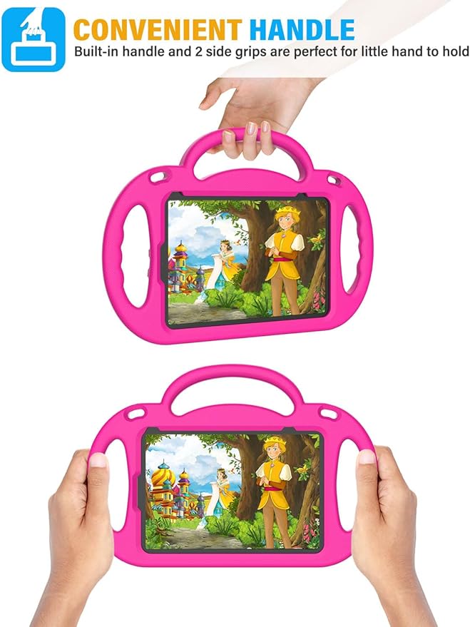 Kids Case for iPad mini 7 (A17 Pro) 2024/ Mini 6 2021, iPad mini 7th/6th Generation Case with Shoulder Strap - Durable Shockproof with Handle Stand Protective Cover for iPad 8.3 Inch, Pink