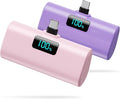 [2-Pack]Portable Charger for iPhone 16/15 Series,5200mAh PD USB C Power Bank Built-in USB-C Connector,Battery Pack Compatible with iPhone 16/16 Plus/16 Pro/16 Pro Max/15 Series,Android (Pink+Purple)
