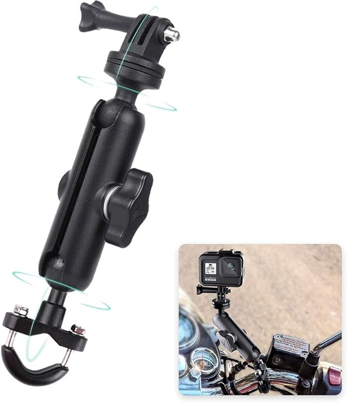 360°Motorcycle Bike Camera Holder Handlebar Mount Bracket 1/4 Metal Stand for GoPro Hero10/9/8/7/6/5/4 Action Cameras Accessory(Cool Ballhead Arm Super Clamp Mount Multi)