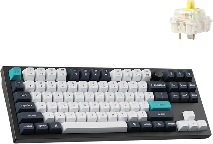 Keychron Q3 Max Wireless Custom Mechanical Keyboard, Full Aluminum 2.4 GHz Bluetooth QMK TKL Layout RGB with Hot-swappable Gateron Banana Switch Compatible with Mac Windows Linux