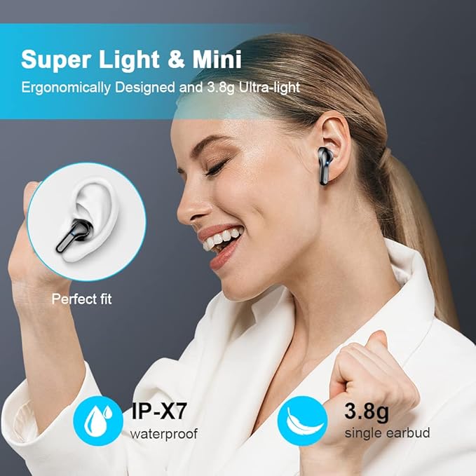 Wireless Earbuds, Sports Bluetooth 5.4 Headphones IPX8 Waterproof, 70H Over Ear Buds with Deep Bass Sound,4 ENC Noise Cancelling Mics, USB-C Fast Charging Earphones with Earhooks for Workout/Running