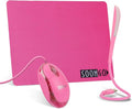 Pink Mouse and Pad USB LED Light 3 in 1 Gift Comb Kids Mouse for Laptop Home Office Travel by SOONGO
