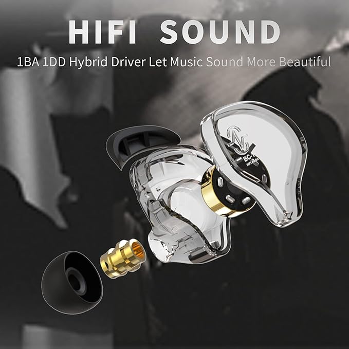 CCZ Melody in ear Monitor Headphones, hifi 1DD 1BA Drivers iem Earphones, Wired Earbuds with Crisp Clear Sound, 3.5mm Corded Earbuds for Singers Musicians Drummer Studio (Purple, without microphone)