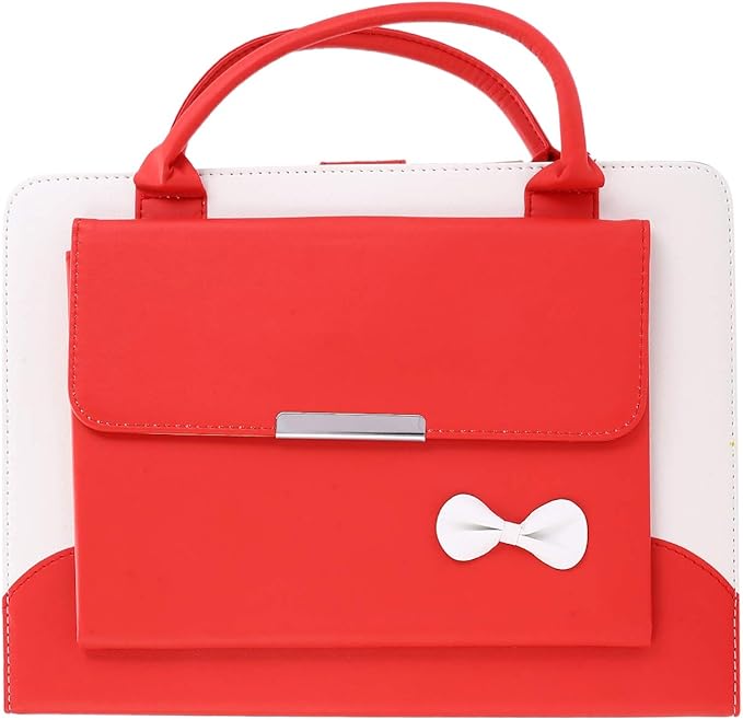 Handbag Case for iPad Pro 11" (2018-2025) & iPad Air 11 2024 2025/Air 10.9", Techcircle Cute Bowknot Pocket Wallet Folio Stand PU Leather Carrying Case, Auto Sleep/Wake, Red