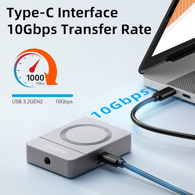 MAIWO USB-C 2230 M.2 SSD Enclosure, 10Gbps Aluminum M.2 Enclosure for NVMe PCIe SATA NGFF Drive, 2TB Storage, Compatible with Hand-held Gimbal/DSLR Cameras/Live Streaming Phone Tripod