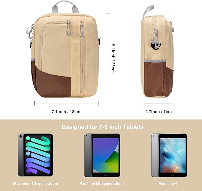 7-8 Inch Tablet Sleeve Bag with Shoulder Strap, Carrying Case for iPad Mini 7/6, Samsung Tab A7 Lite/A 8.0, Fire HD 8, Phone, Wallet (Goose Yellow)