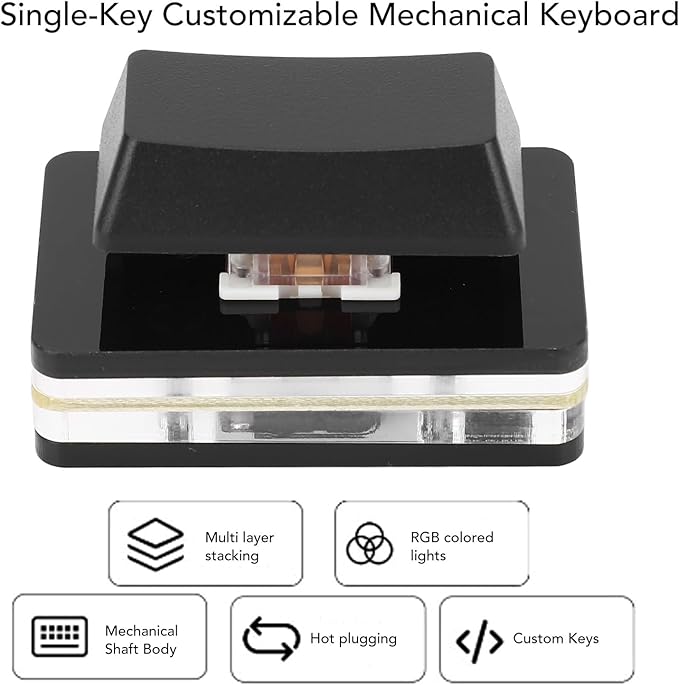 Goshyda USB Single Keyboard, Programmable Macro PC Keyboard Type C USB 1-Key Keyboard, Single Keyboard Switch OSU Keypad Game Customized Shortcut Red Switch (Black)