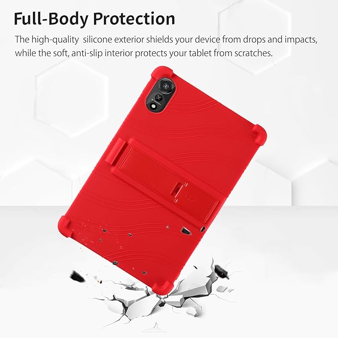 for Nexall N90 Tablet Case 12Inch, Shockproof Four Corner Airbag Protection,Soft Silicone Edge Cover with Built-in Stand,Heavy Duty Protective Sleeve for Nexall N90,Red